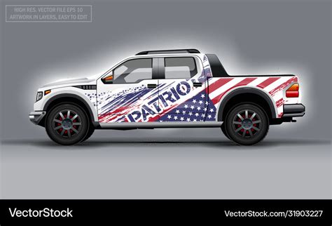 Editable template for wrap suv with usa flag decal