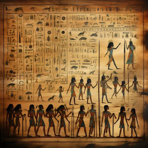 Pintura mural egipcia que retrata a los faraones y su corte real del antiguo Egipto en el cielo ...