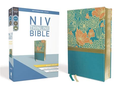 NIV, Thinline Bible, Giant Print, Leathersoft, Teal, Red Letter ...