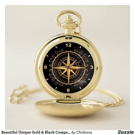 Beautiful Unique Gold & Black Compass Antique ~ Pocket Watch | Zazzle.com | Pocket watch antique ...