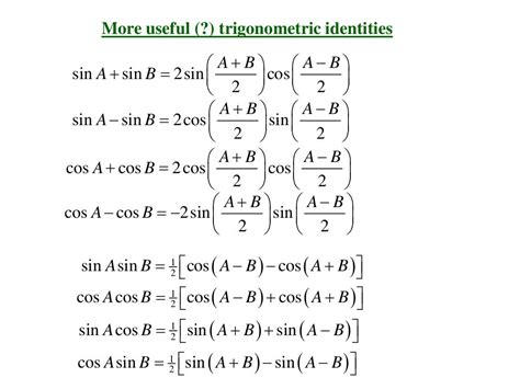 Useful trigonometric identities