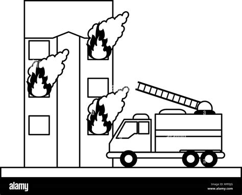 Fire Truck Clipart Black And White