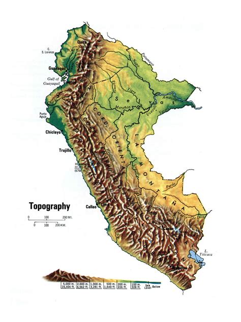 Detailed topographical map of Peru | Peru | South America | Mapsland ...