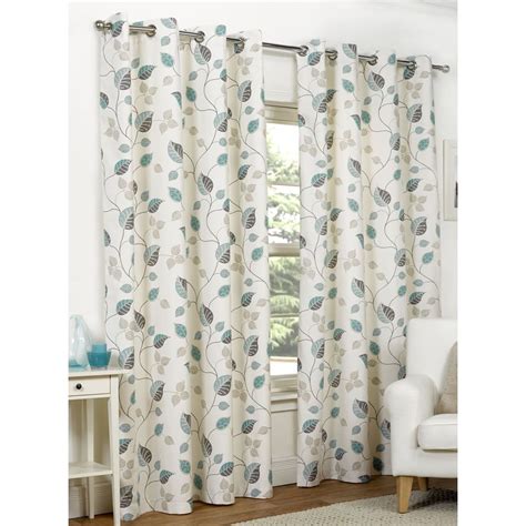 Leaves Eyelet Lined Curtains 46x54 Teal | Curtains, Teal curtains ...