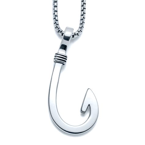 Madeira Fish Hook Large Necklace in Sterling Silver