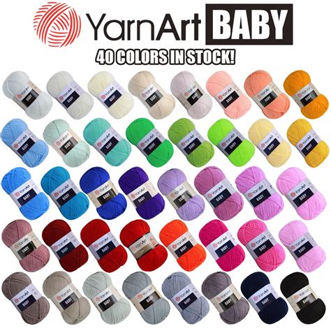 Yarnart BABY Soft Acrylic Yarn, 40 Colors, Crocheting Yarn, Knitting Yarn, 2 Sport Fine Weight ...