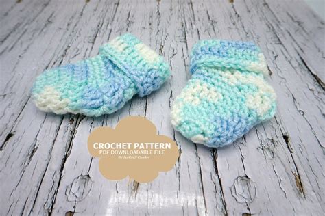 Crochet Pattern Easy Baby Socks One Piece 3 Sizes Newborn to 12 Months ...