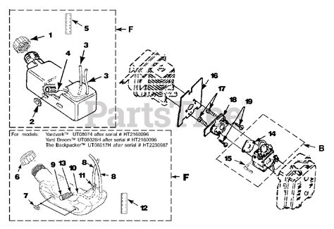 Homelite HB 180 V (UT-08010-F) - Homelite Blower Carburetor And Fuel Tank Parts Lookup with ...