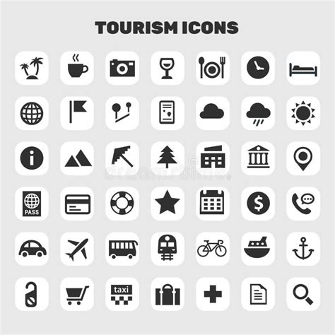 Big Tourism Icon Set, Trendy Line Icons Collection Stock Vector - Illustration of anchor ...