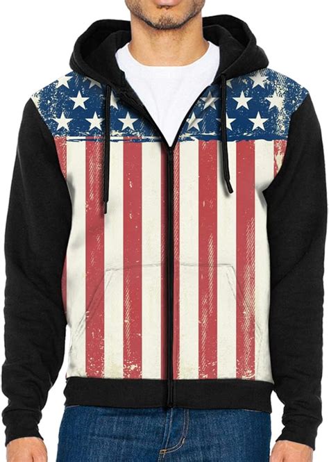 The Old American Flag Men'S Jacket Lightweight Full-Zip Hoodie Pullovers Warm Coats For Men Boys ...