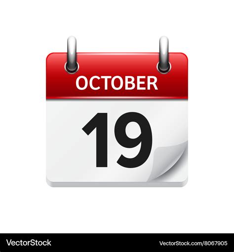 October 19 flat daily calendar icon date Vector Image