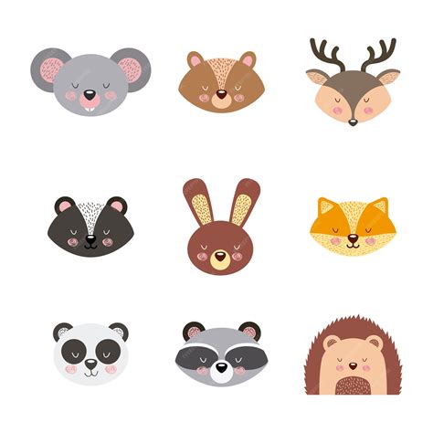 Premium Vector | Icons set cute animals