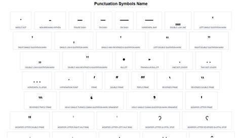 Punctuation Symbols Name List —• SymbolsName.com