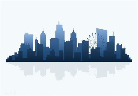 Blue silhouette cityscape background vector | free image by rawpixel.com / Aum | Skyline mural ...