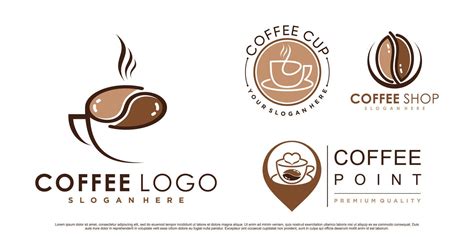 Coffee icon set logo and coffee shop logo design inspiration with ...