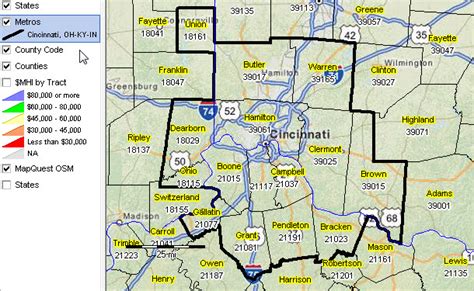 Cincinnati Tri State Area Map