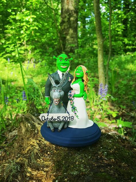 Shrek and Fiona wedding Cake Topper Handmade Fairy Cuddle | Etsy