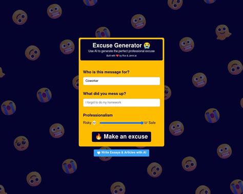 Excuses AI - Excuse Generator - Information, Pricing Details and Alternatives