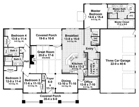 Craftsman Style House Plan - 4 Beds 3.5 Baths 2800 Sq/Ft Plan #21-349 ...