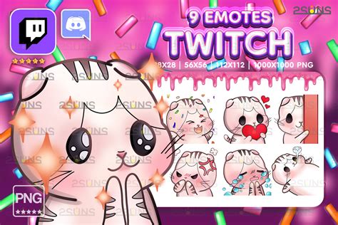 Cat Chibi EMOTES 9, Twitch Emotes Pack Afbeelding door 2SUNS · Creative ...