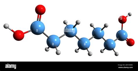 3D image of Pimelic acid skeletal formula - molecular chemical ...