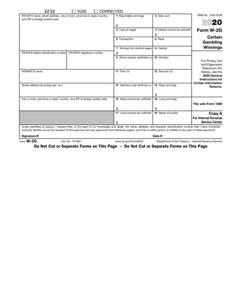 IRS Form W-2G - 2020 - Fill Out, Sign Online and Download Fillable PDF ...