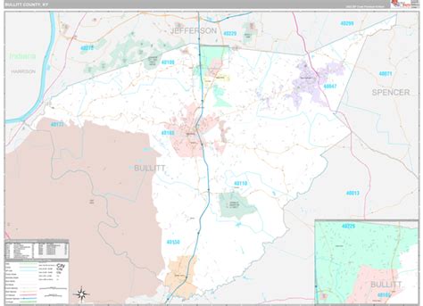 Bullitt County, KY Wall Map Premium Style by MarketMAPS - MapSales