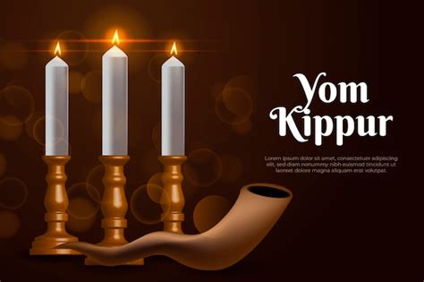 Free Vector | Realistic yom kippur background with horn and candles