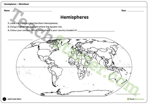 Hemispheres Worksheet Teaching Resource | Teach Starter | Teaching, Middle school lesson plans ...