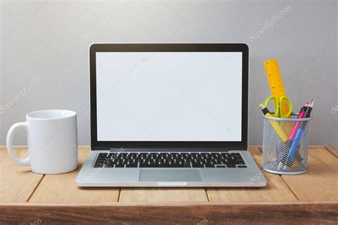 Office desk with computer Stock Photo by ©maglara 72887375