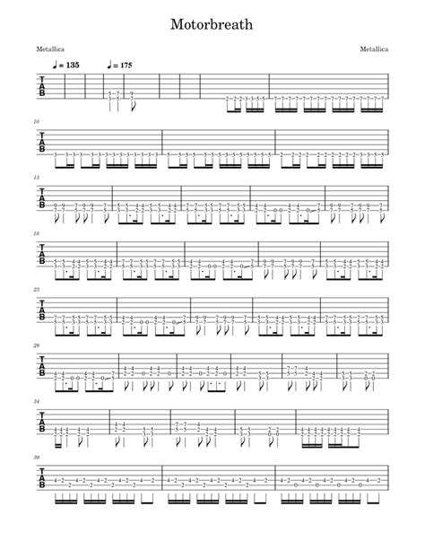 Motorbreath - Metallica - Guitar Tab Sheet music for Guitar (Solo ...