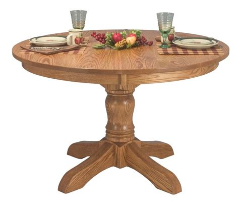 Amish 48" Round Pedestal Dining Table Country Solid Oak Wood McKenzie