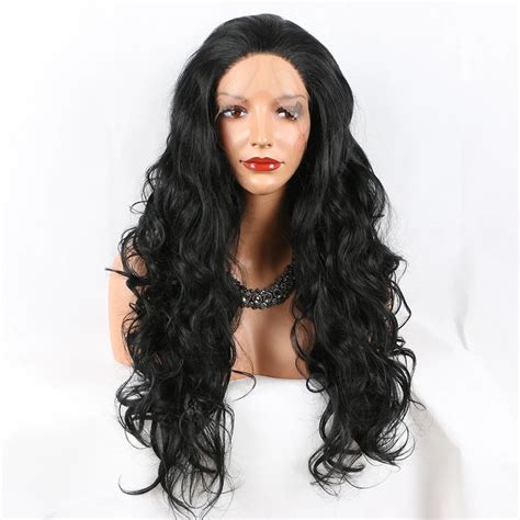 Fantasy Beauty Heat Resistant Synthetic Lace Front Wig Heat Resistant Wavy Black Charming Long ...