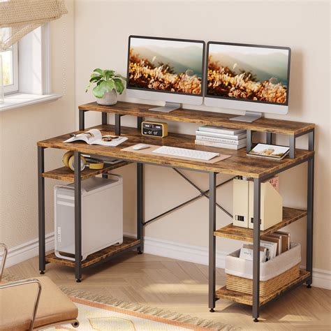 17 Stories Kinslee 55 Inches Computer Desk with Monitor Shelf & Reviews ...