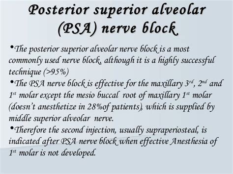 Posterior superior alveolar (psa) nerve block