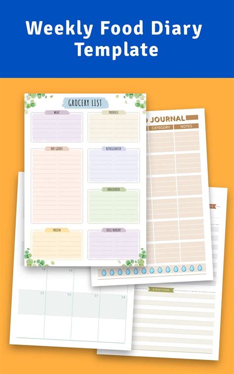 Weekly Meal Planner Printable Meal Plan Template Meal - Etsy | Food diary template, Weekly meal ...