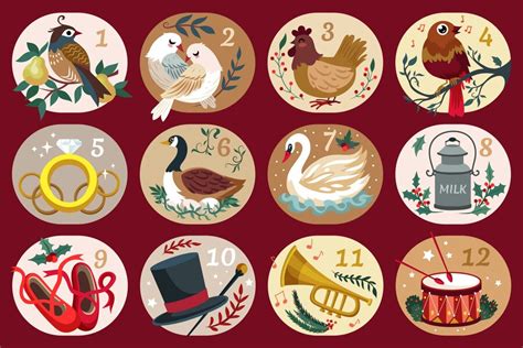 Premium Vector | Hand drawn flat 12 days of christmas illustration