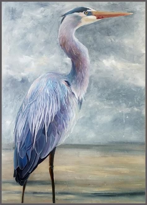 Great Blue Heron 1 Original Contemporary Acrylic Painting with ...