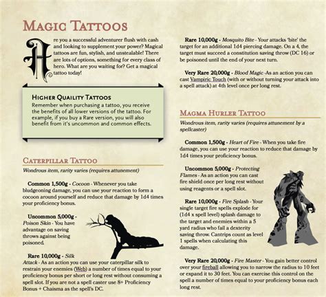 Magic Tattoos (5e) and maps for Dragonbowl! – Angela Maps – Free, Static, and Animated Battle ...