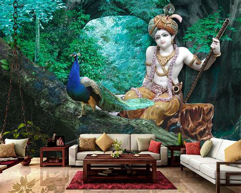 Lord Krishna Peacock Wallpaper – Myindianthings