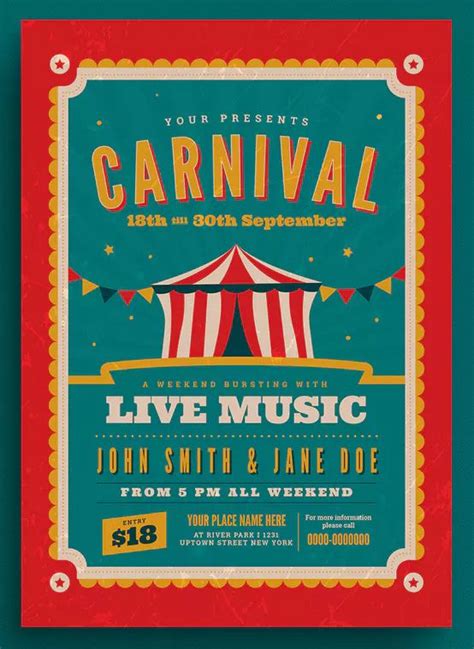 Retro Carnival Event Flyer by Guuver on Envato Elements | Carnival design, Event poster design ...