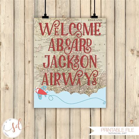 Vintage Travel Airplane Birthday Welcome Sign, Welcome Aboard Sign ...