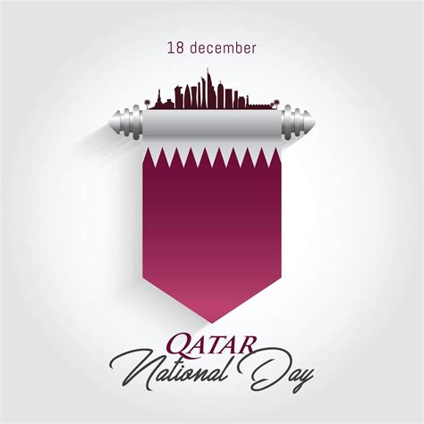 Qatar national day celebration with landmark and flag vector ...