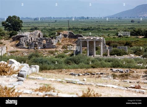 The Ionic Stoa on the Sacred Way, Miletus an ancient Greek city on the western coast of Anatolia ...