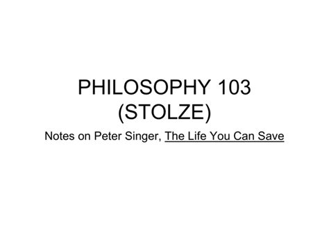 Notes on Peter Singer, The Life You Can Save