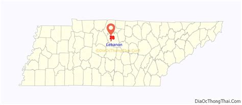 Map of Lebanon city, Tennessee - Thong Thai Real