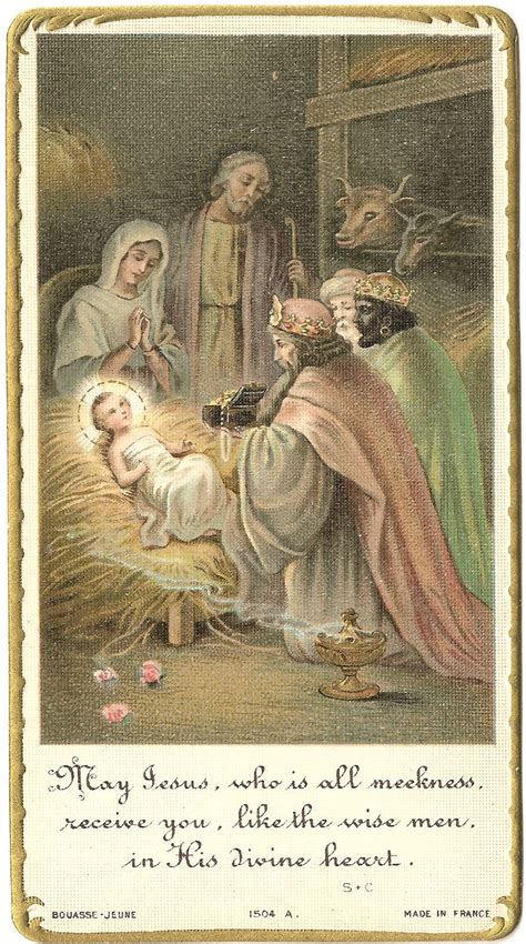 Antique Vintage Holy Prayer Card Manger Nativity Scene with 3 Kings | eBay Vintage Holy Cards ...