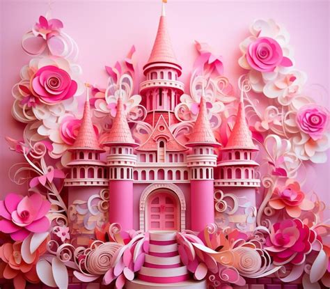 Premium AI Image | There is a pink castle with a pink roof and a pink ...