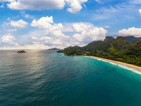 Premium Photo | Aerial view of grand anse beach at the mahe island ...