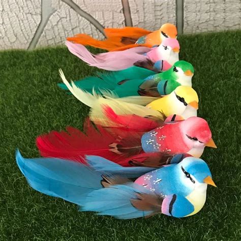 12*3*3.5CM,Decorative Foam Feathers Bird Artificial Mini Crafts ...